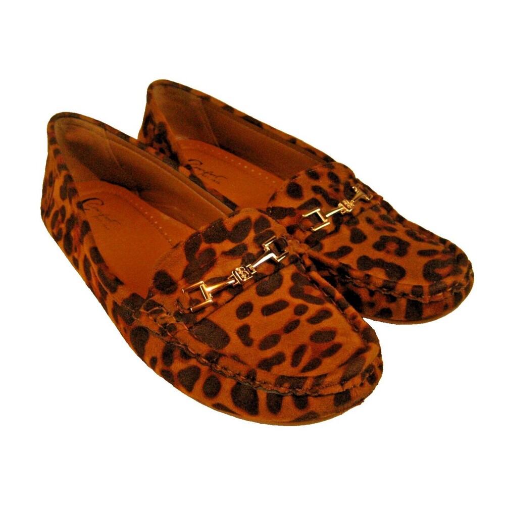 Women C'omfort Faux Leopard Slipon Loafers Driving Mocs sz 10